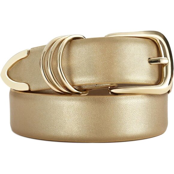 Women's Leather Belts with Gold Buckle Fashion Leather Waist Belt Elegant - Picture 1 of 6